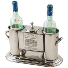 Vintage Mid-Century French Silver Wine Chiller with Engraved Wine Labels, 1966