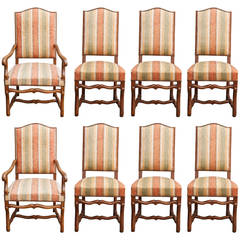 Set of Eight French Mutton Leg Dining Chairs