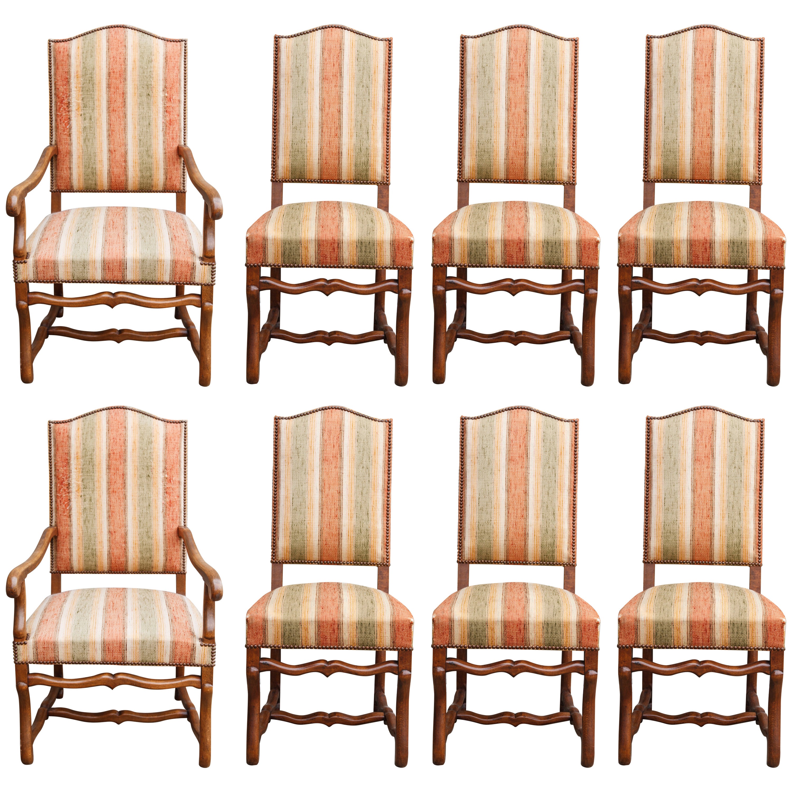 Set of Eight French Mutton Leg Dining Chairs