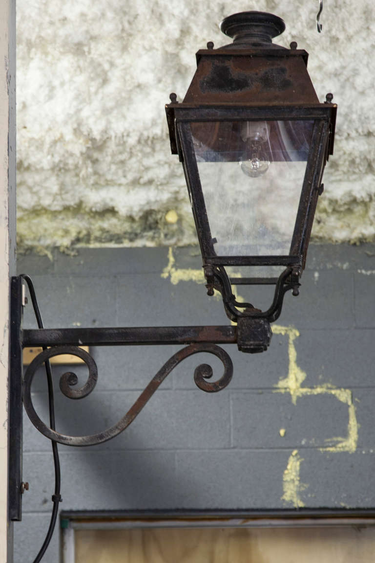 Glass Antique French Iron Exterior Lantern
