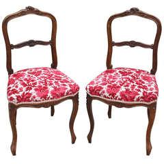 Pair of Hand-Carved Walnut Louis XV Style Opera Chairs, Side Chairs, circa 1890 9