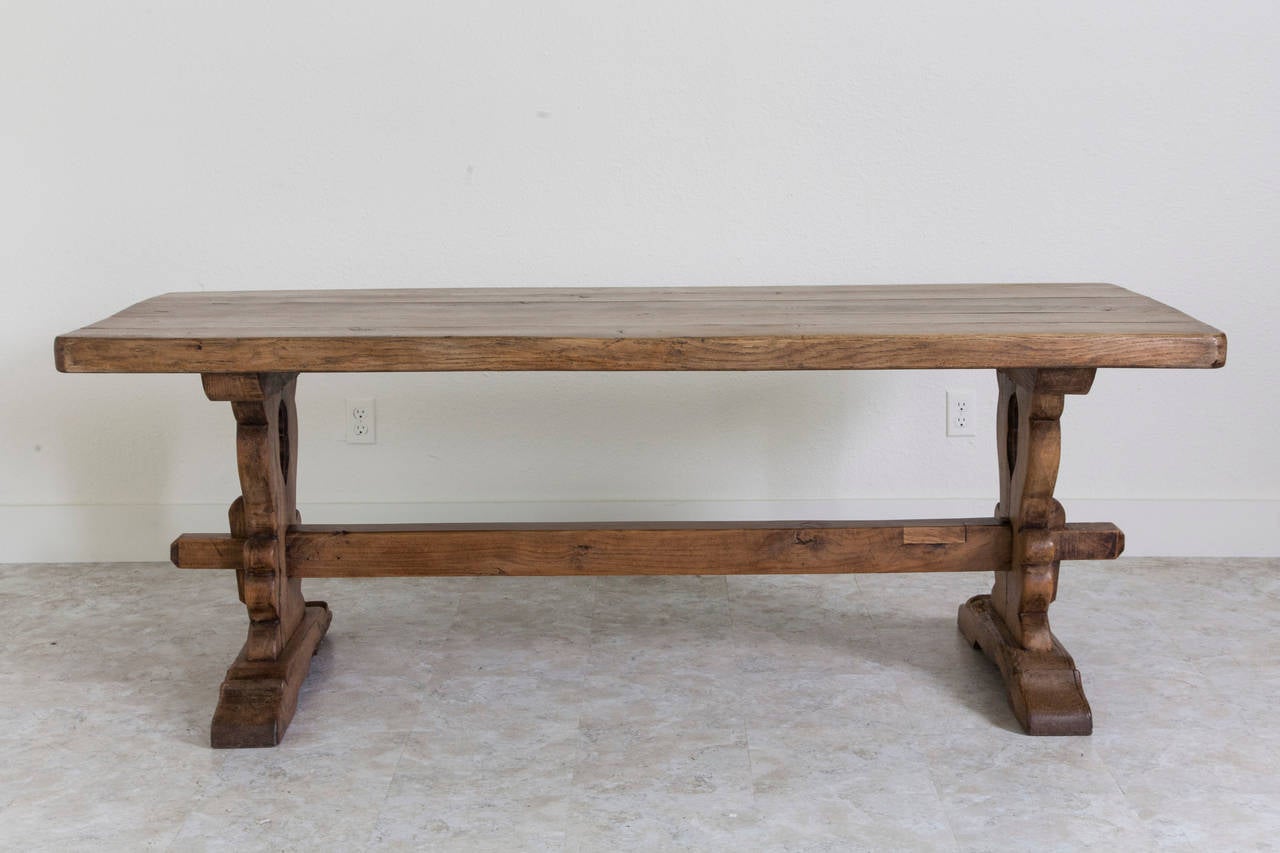 Antique French Oak Farm Table in the Monastery Trestle Style from Normandy 1