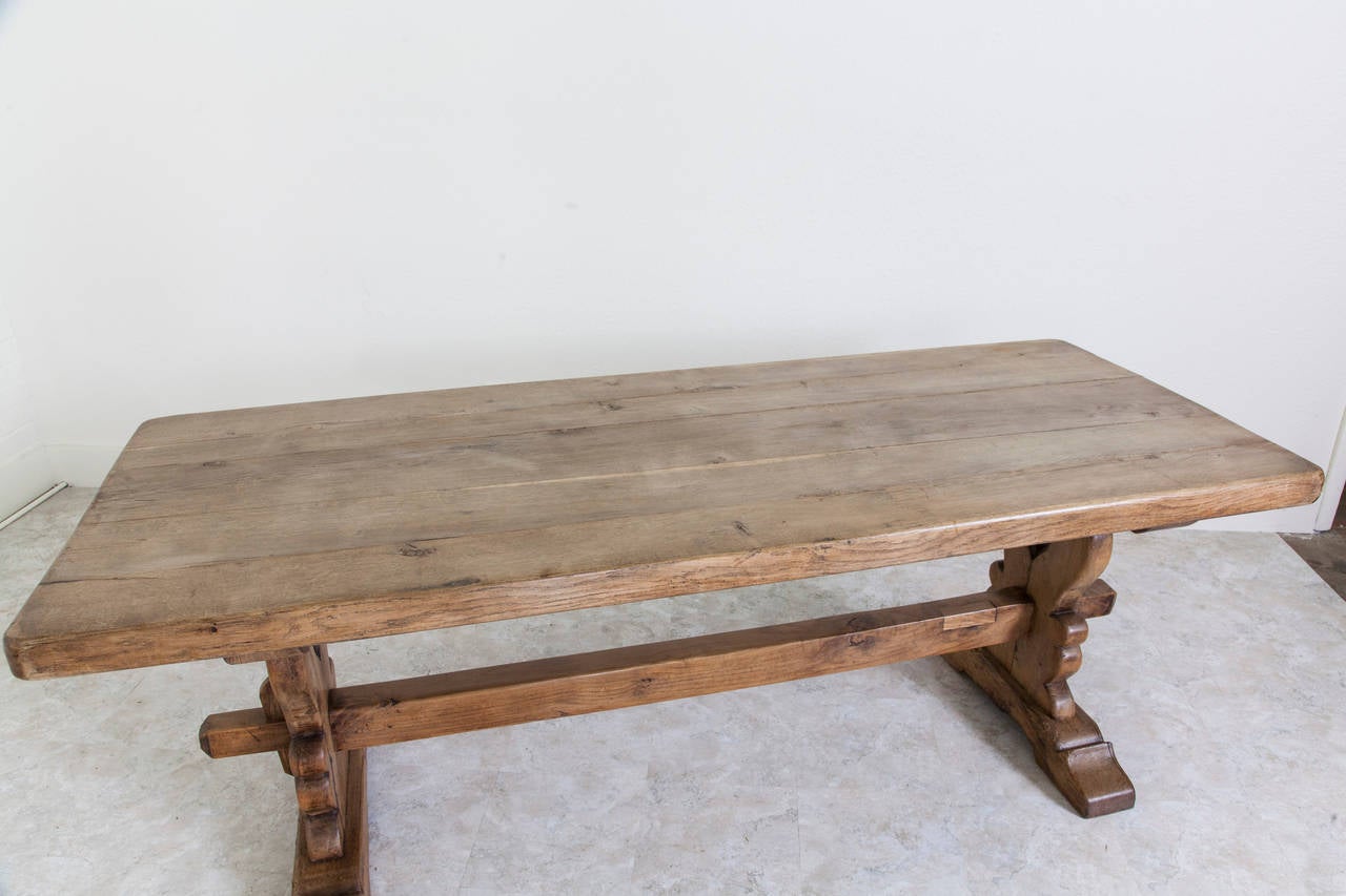 Antique French Oak Farm Table in the Monastery Trestle Style from Normandy 4
