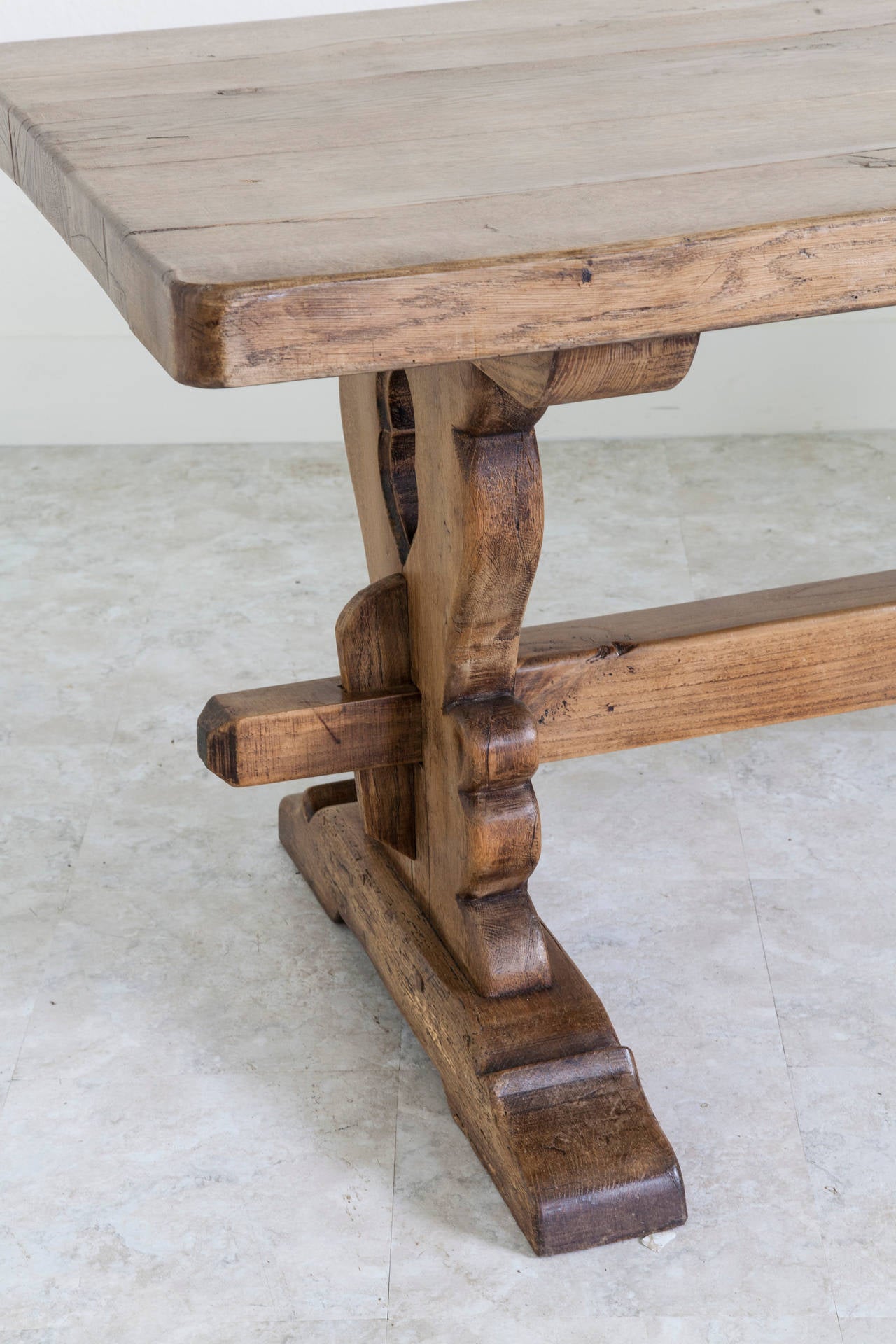Antique French Oak Farm Table in the Monastery Trestle Style from Normandy 2