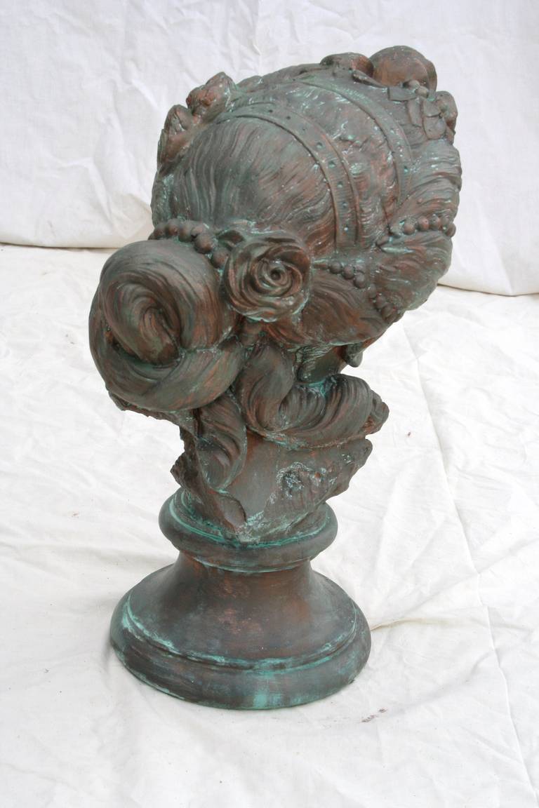 French Art Nouveau Patinated Plaster Bust