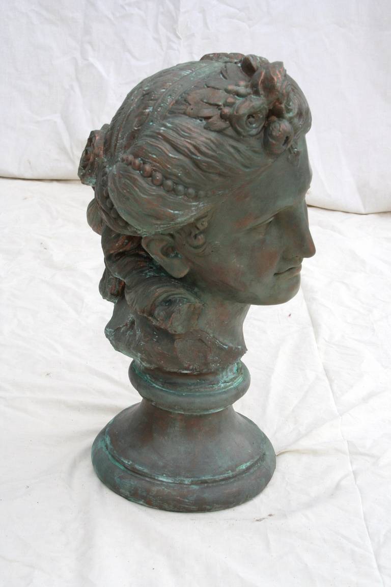Art Nouveau Patinated Plaster Bust In Excellent Condition In Fayetteville, AR