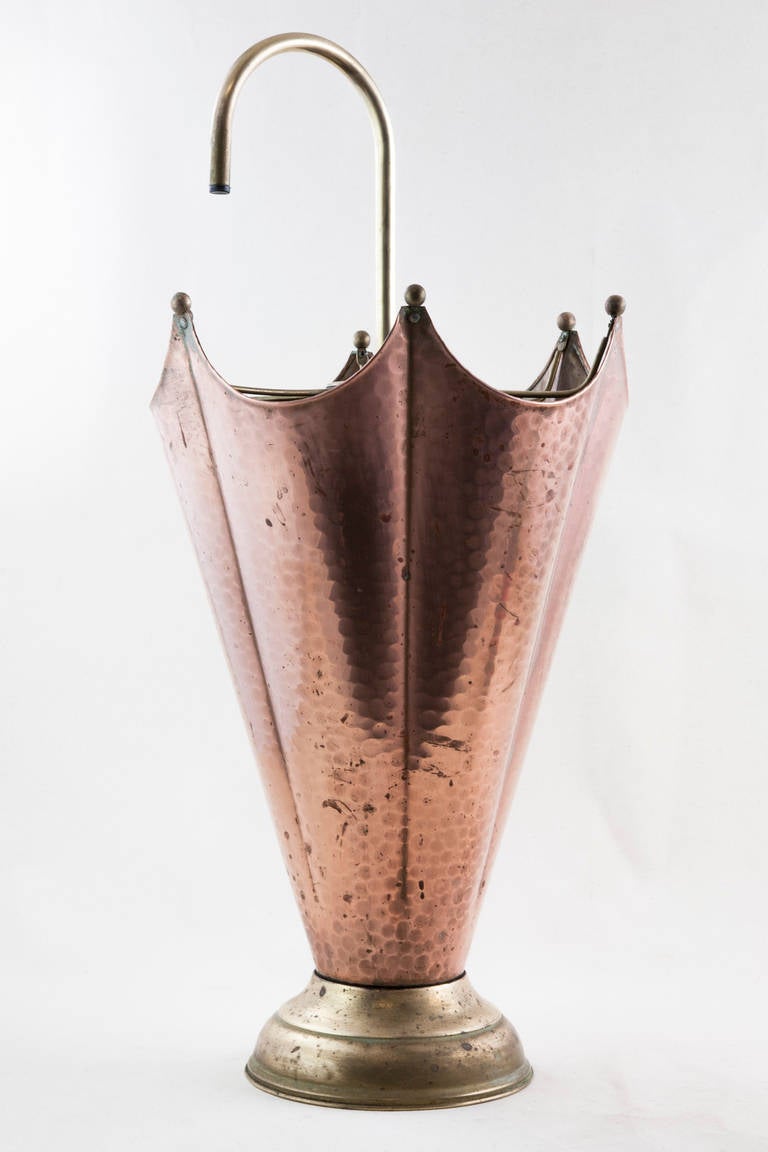 Mid-Century Modern Midcentury Copper and Brass Umbrella Stand