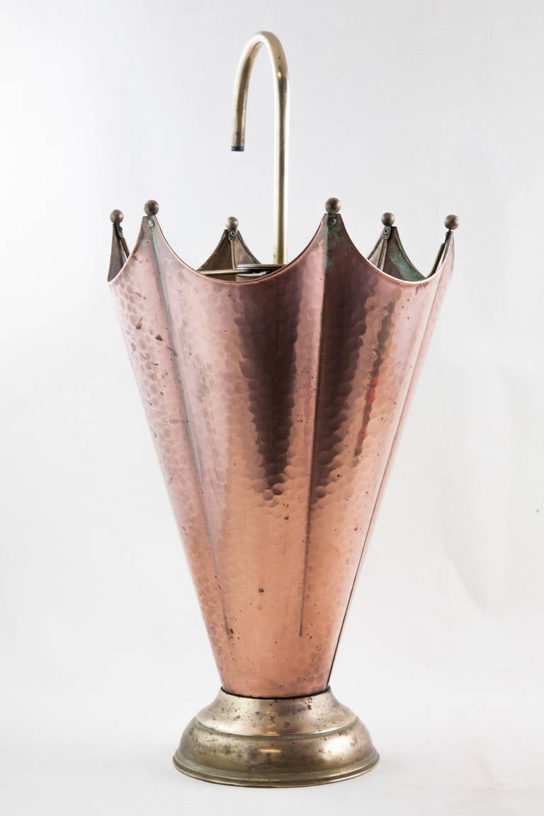 French Midcentury Copper and Brass Umbrella Stand