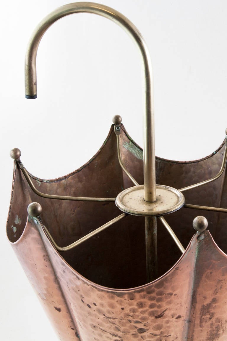 Mid-20th Century Midcentury Copper and Brass Umbrella Stand