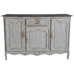 Antique Early 20th Century French Light Grey Painted Louis XV Style Enfilade or Buffet