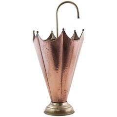 Midcentury Copper and Brass Umbrella Stand