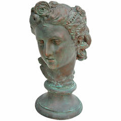 Art Nouveau Patinated Plaster Bust