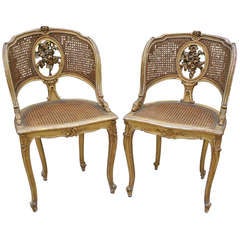 Pair of Nineteenth Century French Giltwood Hand Carved Bergères