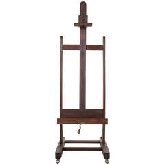Grand 19th Century French Oak Floor Easel with Crank