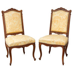 Pair of French Regency Style Side Chairs with New Upholstery