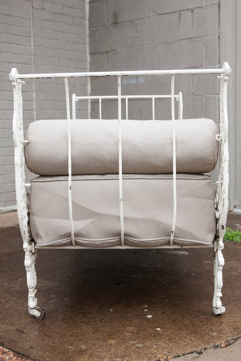 French 19th Century Child's Iron Daybed With Custom Mattress and Bolsters 3