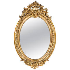 19th Century French Regency Style Giltwood Oval Mirror