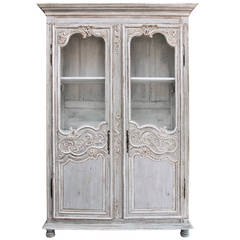 19th Century Hand-Carved Painted French Regency Style Armoire