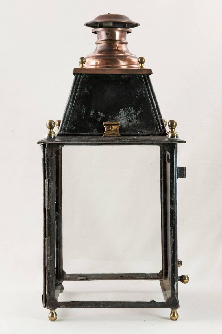 19th Century Iron and Copper French Railroad Lantern 1