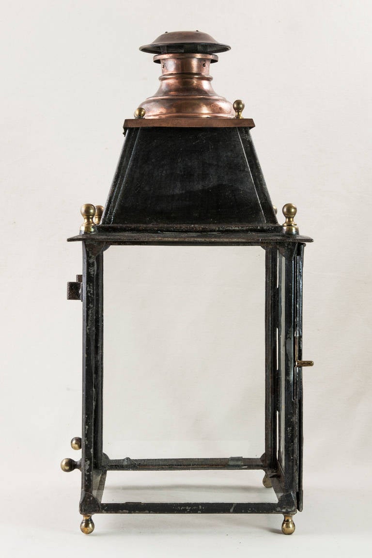 19th Century Iron and Copper French Railroad Lantern 3