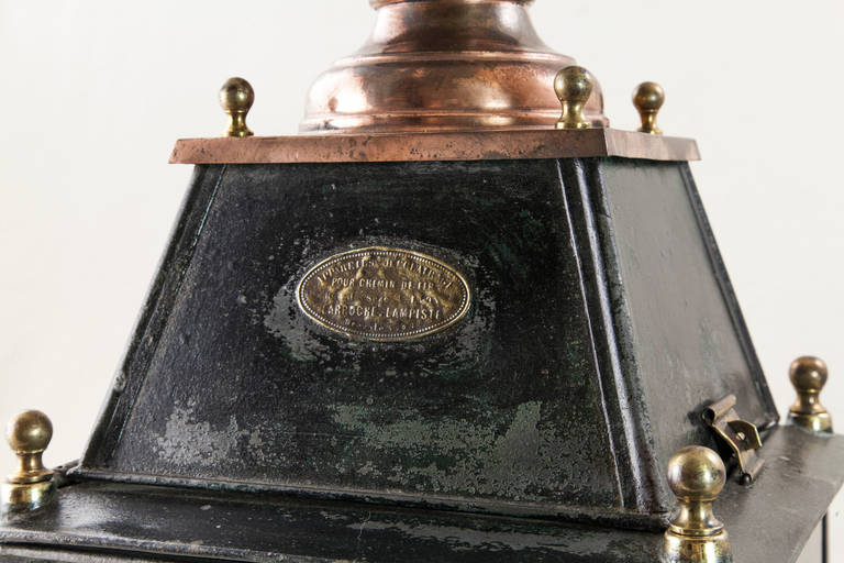19th Century Iron and Copper French Railroad Lantern 5