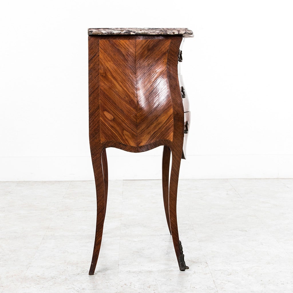 18th Century French Louis XV Parquetry Marble-Top Commode or Chest In Excellent Condition In Fayetteville, AR