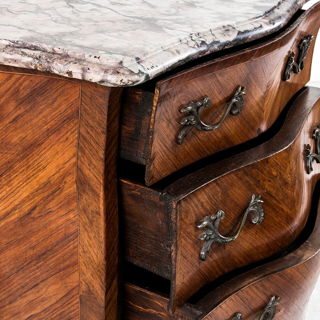 18th Century French Louis XV Parquetry Marble-Top Commode or Chest 3