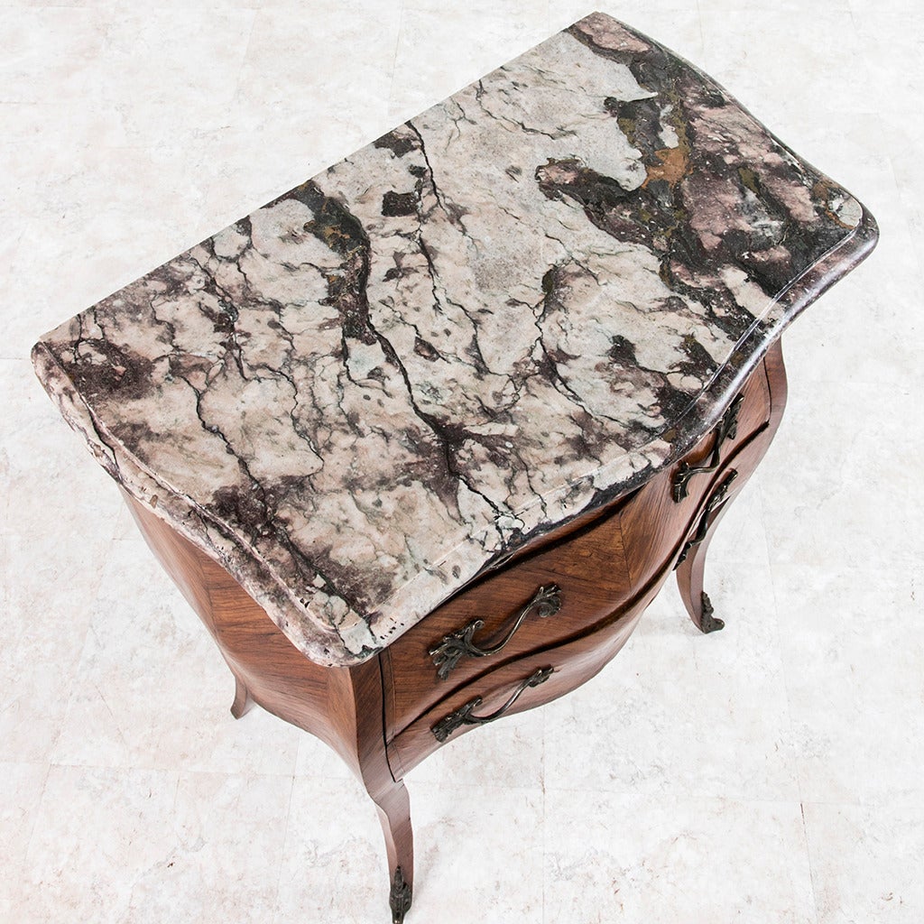 18th Century French Louis XV Parquetry Marble-Top Commode or Chest 2