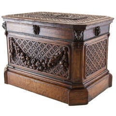 Very Large Nineteenth Century Hand Carved Liqueur Box