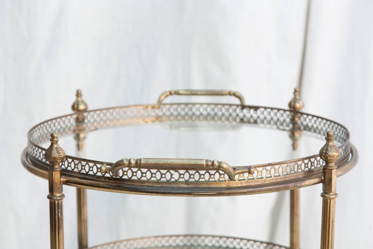 Mid-Century Brass Bar Cart with Three Glass Shelves 1