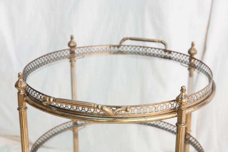 Mid-Century Brass Bar Cart with Three Glass Shelves 2