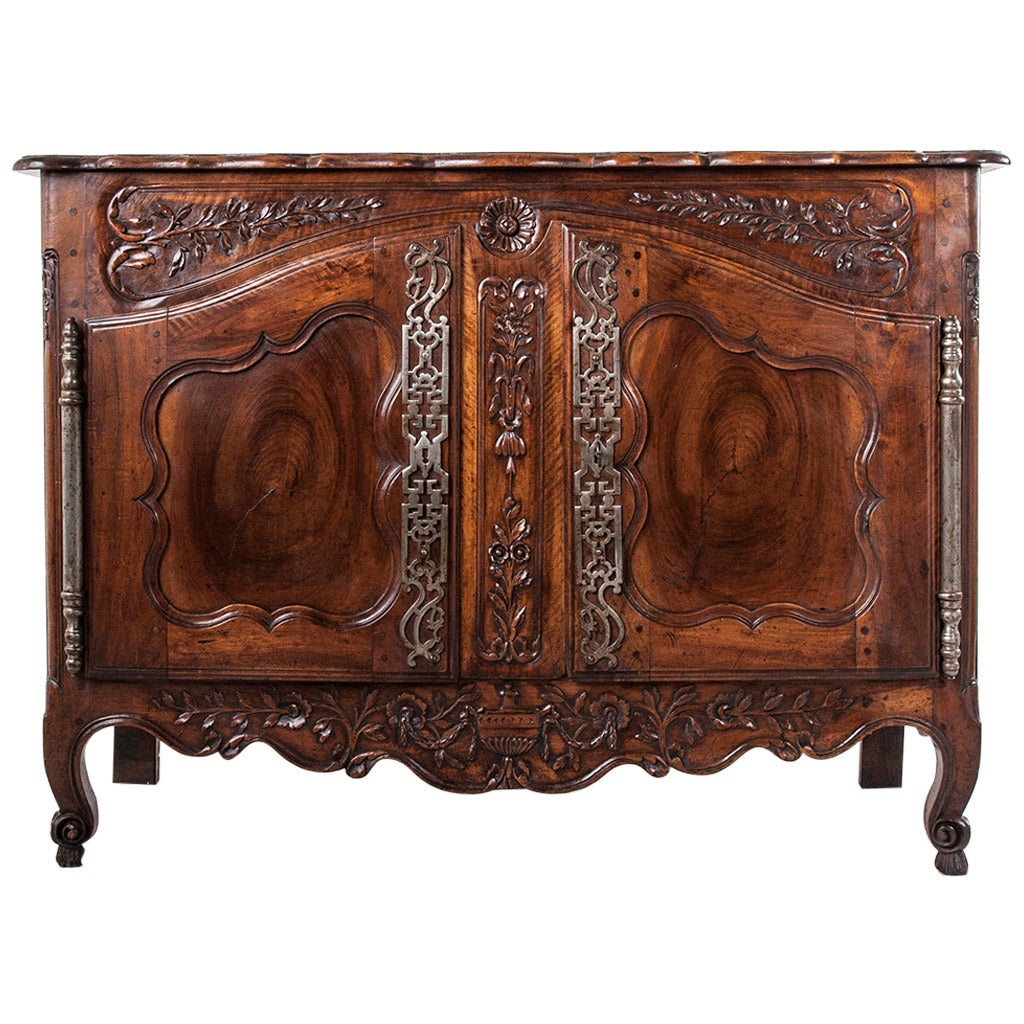 18th Century Hand Carved Solid Walnut Louis XV Period Provencal Buffet