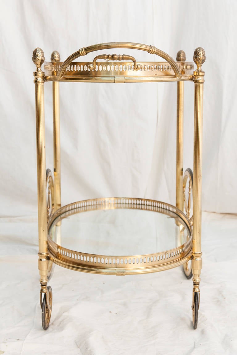 Louis XVI Mid-Century French Bar Cart with Removable Tray