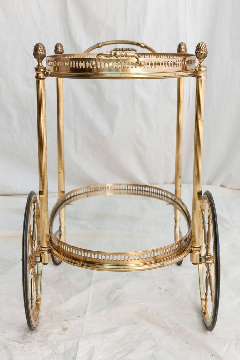 Mid-Century French Bar Cart with Removable Tray In Excellent Condition In Fayetteville, AR