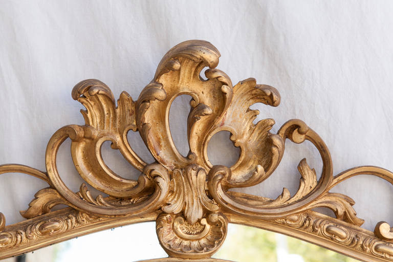 Large 19th Century Giltwood French Regency Style Mirror In Excellent Condition In Fayetteville, AR