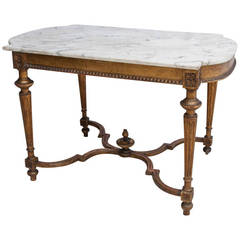 Antique Louis XVI Style Giltwood Foyer Table with Marble Top
