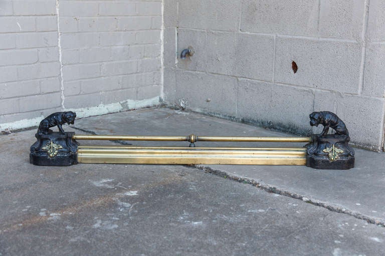 French Fireplace Fender With Bulldogs