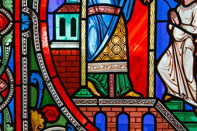 Stained Glass Window from Chartres, France c. 1880 In Excellent Condition In Fayetteville, AR