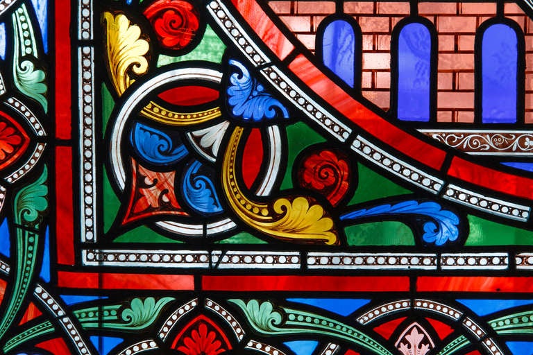 19th Century Stained Glass Window from Chartres, France c. 1880
