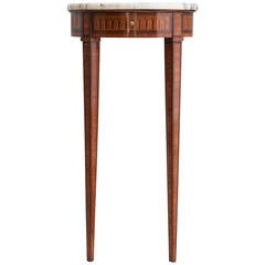 Small Scale Louis XVI Style Marquetry Console Table With Marble Top