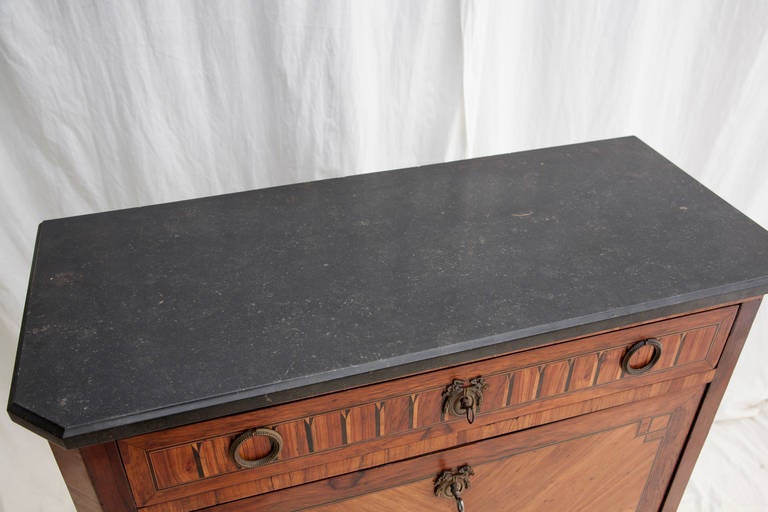 19th Century Louis XVI Marquetry Secretary With Marble Top 4