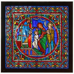 Antique Stained Glass Window from Chartres, France c. 1880