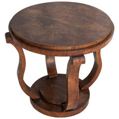 French Art Deco Walnut Occasional Table in the Style of LeLeu, 1925