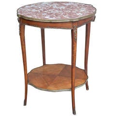 Rosewood Marble Top Louis XV Side Table 4