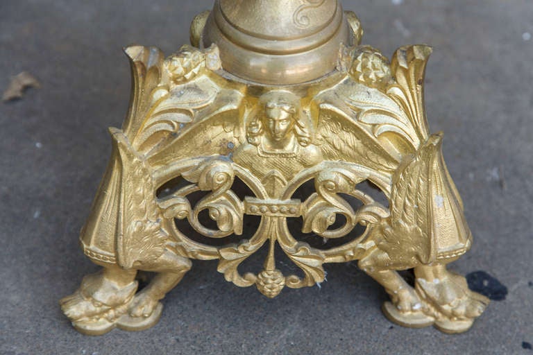 Gilt Bronze Pricket with Angels In Excellent Condition In Fayetteville, AR