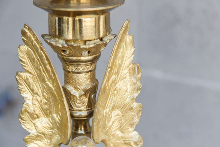 20th Century Gilt Bronze Pricket with Angels