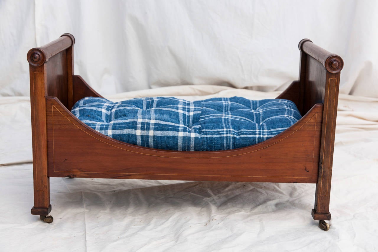 French Dog Bed Restauration Period Inlaid Mahogany
