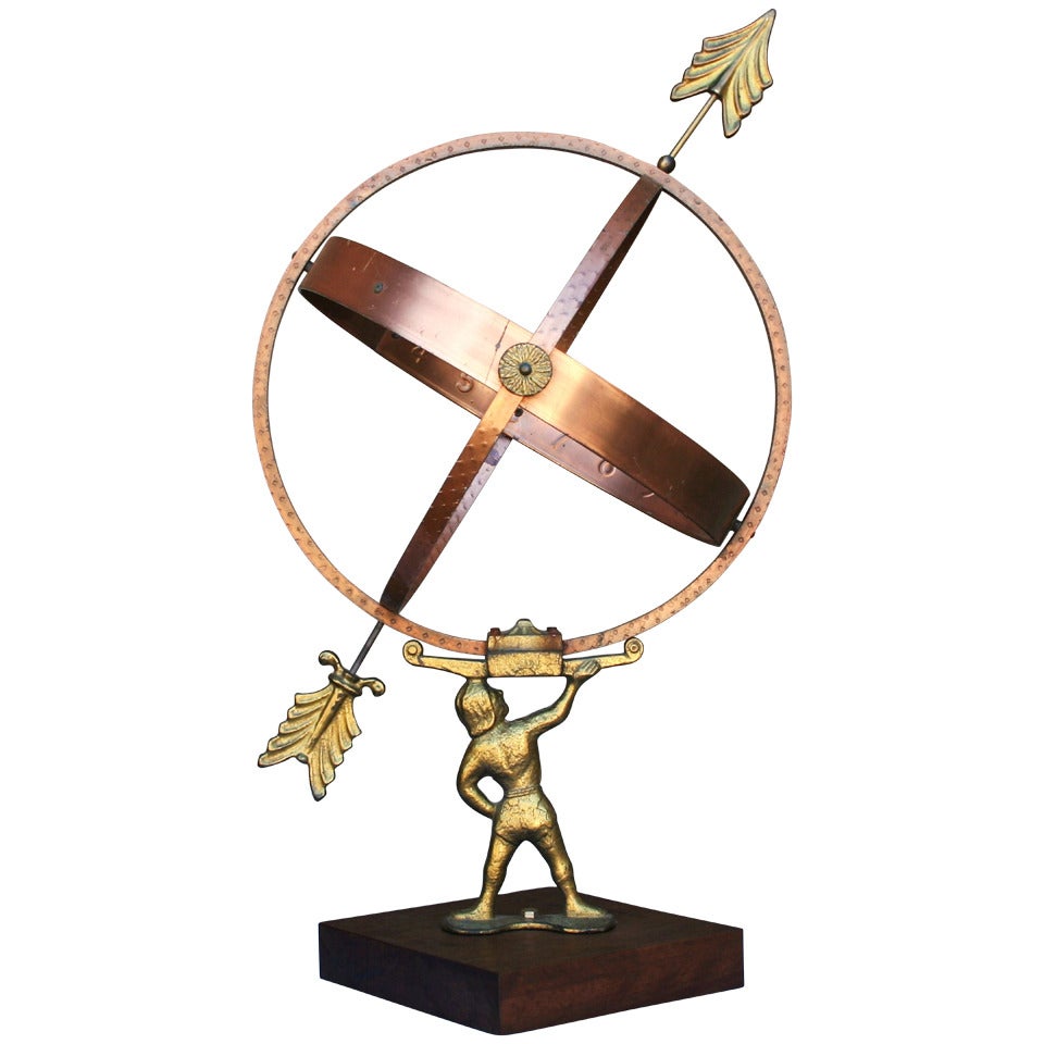 Copper, Brass and Bronze Armillary Sphere with Atlas