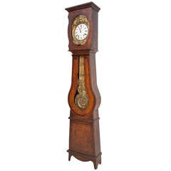 19th Century Faux Bois Painted Grandfather Clock with Bronze Repoussé Movement