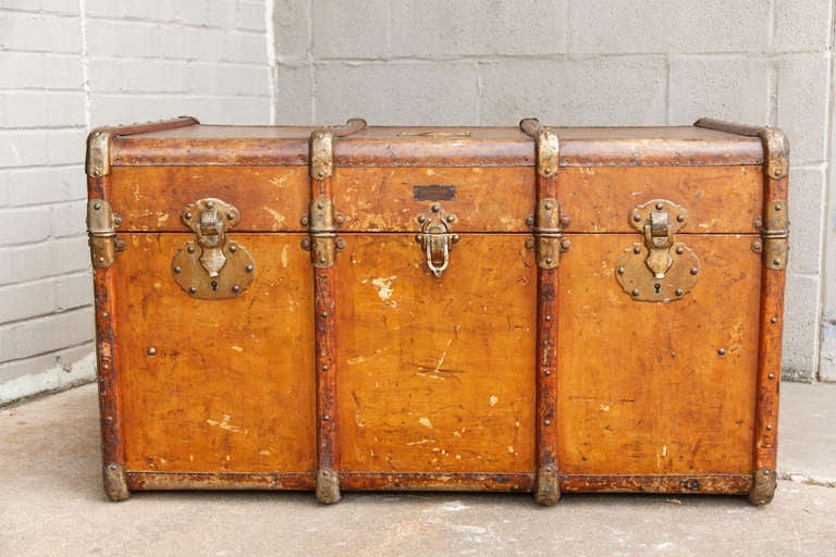 20th Century Colonial Period Leather Trunk